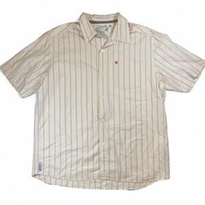 Quiksilver y2k yellow striped button up